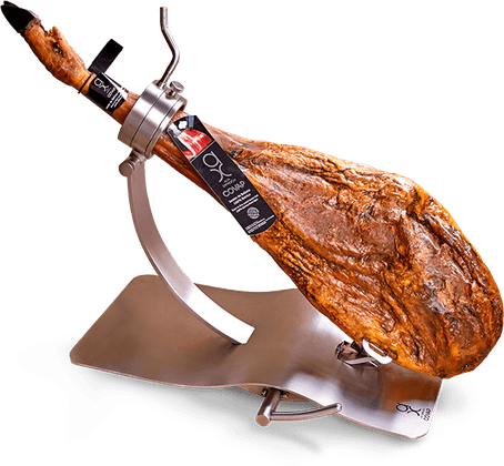 Jamón COVAP montado num suporte de corte de aço